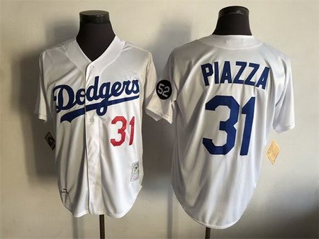 Men's Los Angeles Dodgers #31 Mike Piazza White Throwback Jersey