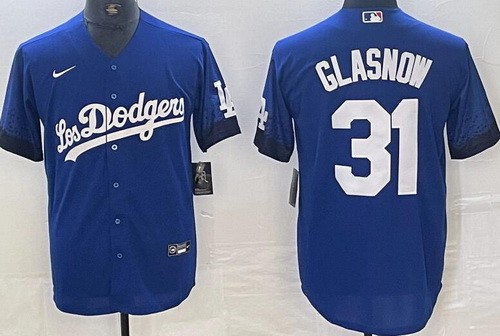 Men's Los Angeles Dodgers #31 Tyler Glasnow Blue City Cool Base Jersey