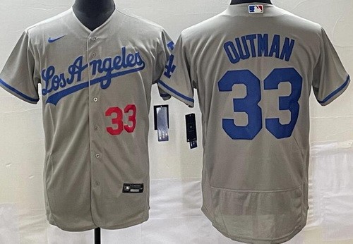 Men's Los Angeles Dodgers #33 James Outman Gray Authentic Jersey