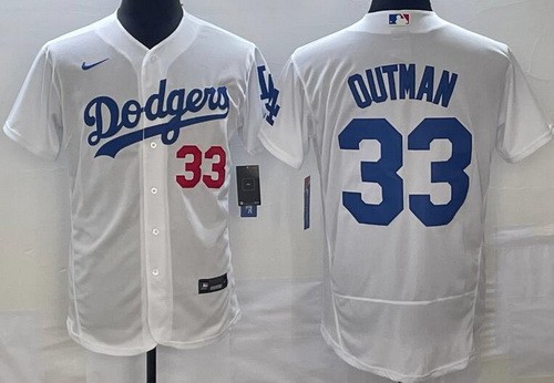Men's Los Angeles Dodgers #33 James Outman White Authentic Jersey