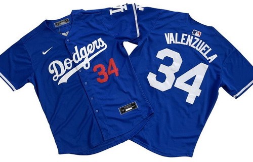 Men's Los Angeles Dodgers #34 Fernando Valenzuela Blue Limited Jersey