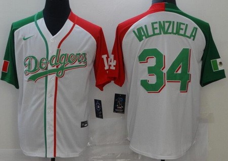 Men's Los Angeles Dodgers #34 Fernando Valenzuela Two Tone Mexican Heritage Night Cool Base Jersey
