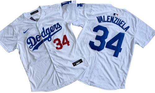 Men's Los Angeles Dodgers #34 Fernando Valenzuela White Limited Jersey