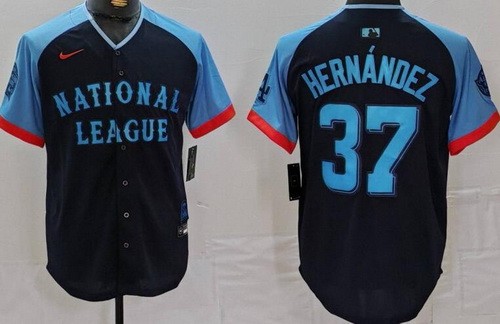 Men's Los Angeles Dodgers #37 Teoscar Hernandez Navy 2024 All Star Limited Jersey