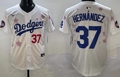 Men's Los Angeles Dodgers #37 Teoscar Hernandez White 2025 Tokyo Series Limited Jersey