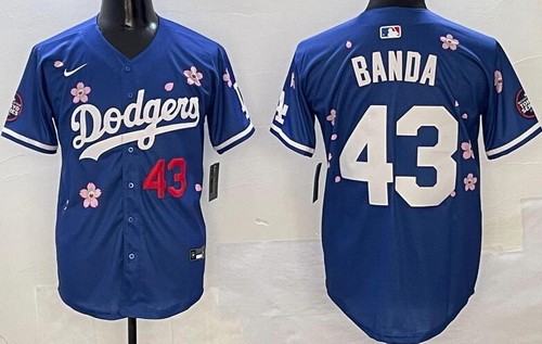 Men's Los Angeles Dodgers #43 Anthony Banda Blue 2025 Tokyo Series Limited Jersey