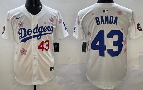 Men's Los Angeles Dodgers #43 Anthony Banda White 2025 Tokyo Series Limited Jersey