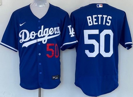 Men's Los Angeles Dodgers #50 Mookie Betts Blue Authentic Jersey
