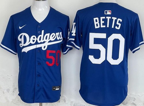 Men's Los Angeles Dodgers #50 Mookie Betts Blue Limited Jersey