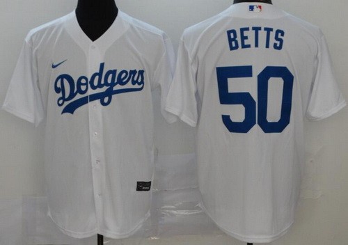 Men's Los Angeles Dodgers #50 Mookie Betts White 2020 Cool Base Jersey