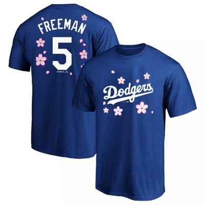 Men's Los Angeles Dodgers #5 Freddie Freeman Blue 2025 Tokyo Series T Shirt