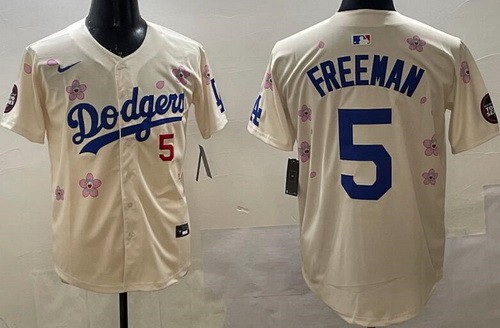 Men's Los Angeles Dodgers #5 Freddie Freeman Cream 2025 Tokyo Series Limited Jersey