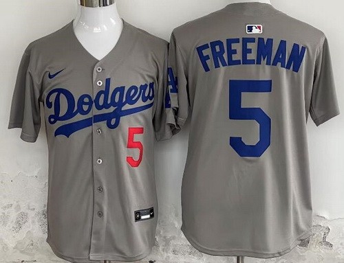 Men's Los Angeles Dodgers #5 Freddie Freeman Gray Limited Jersey