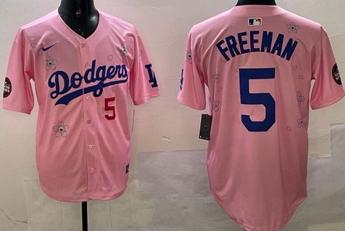 Men's Los Angeles Dodgers #5 Freddie Freeman Pink 2025 Tokyo Series Limited Jersey