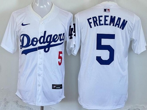 Men's Los Angeles Dodgers #5 Freddie Freeman White Limited Jersey