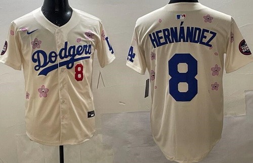 Men's Los Angeles Dodgers #8 Enrique Hernandez Cream 2025 Tokyo Series Limited Jersey