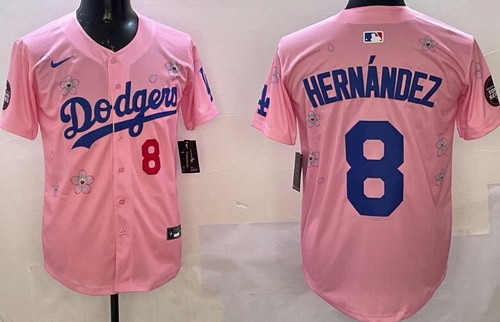 Men's Los Angeles Dodgers #8 Enrique Hernandez Pink 2025 Tokyo Series Limited Jersey