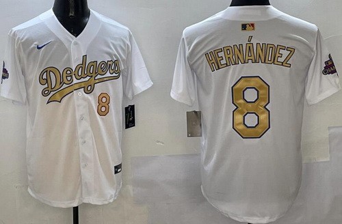 Men's Los Angeles Dodgers #8 Enrique Hernandez White 2025 Gold Collection Limited Jersey