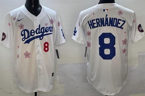 Men's Los Angeles Dodgers #8 Enrique Hernandez White 2025 Tokyo Series Limited Jersey