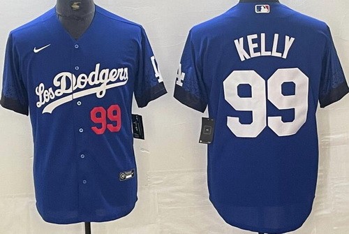 Men's Los Angeles Dodgers #99 Joe Kelly Blue City Player Number Cool Base Jersey