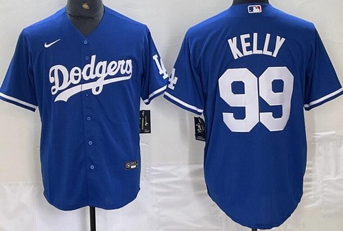 Men's Los Angeles Dodgers #99 Joe Kelly Blue Team Logo Cool Base Jersey
