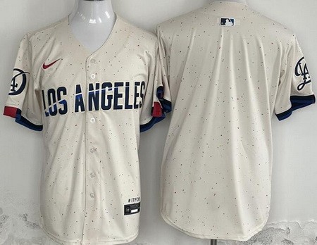 Men's Los Angeles Dodgers Blank Cream 2024 City Connect Limtied Jersey