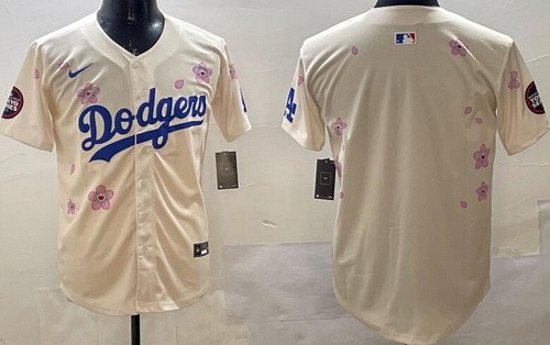 Men's Los Angeles Dodgers Blank Cream 2025 Tokyo Series Limited Jersey