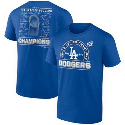 Men's Los Angeles Dodgers Blue 2024 World Series Champions T Shirt 250317