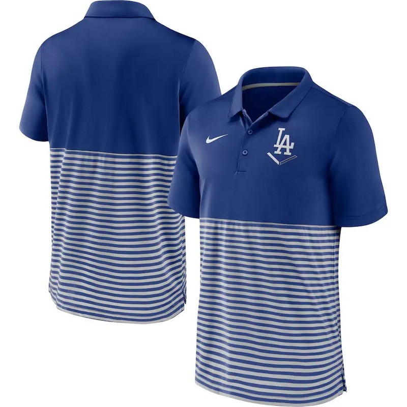 Men's Los Angeles Dodgers Blue Stripes Patchwork Polo