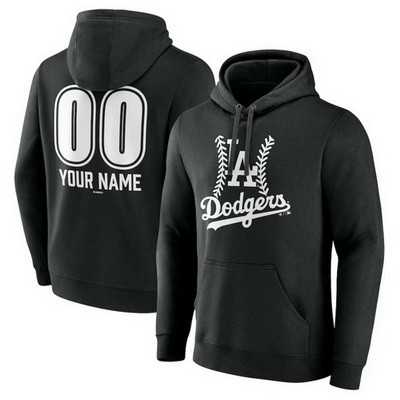 Men's Los Angeles Dodgers Custom Black Pullover Hoodie 250205