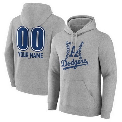 Men's Los Angeles Dodgers Custom Gray Pullover Hoodie 250210