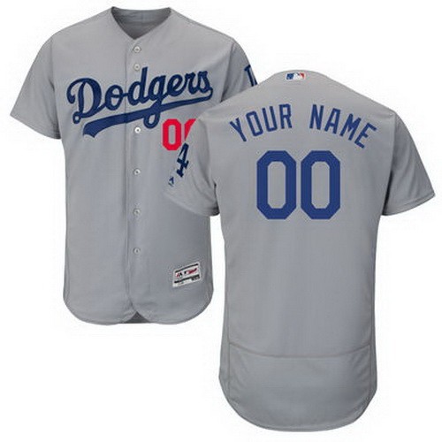 Men's Los Angeles Dodgers Customized Gray FlexBase Jersey