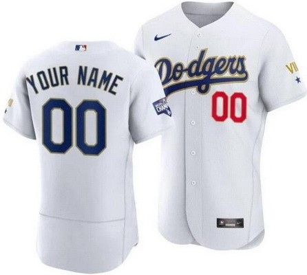 Men's Los Angeles Dodgers Customized White 2021 Gold Program Authentic Jersey