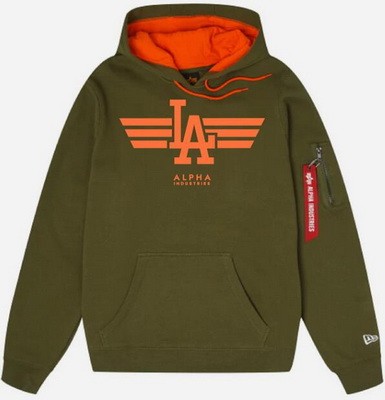 Men's Los Angeles Dodgers Green Alpha Industries Pullover Hoodie