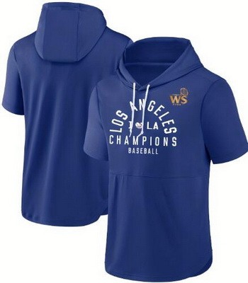 Men's Los Angeles Dodgers Royal 2024 World Series Champions Short Sleeve Pullover Hoodie