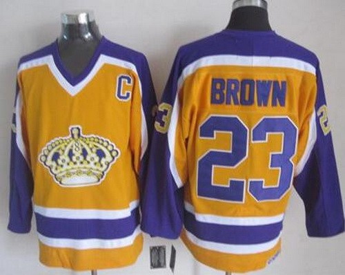 Men's Los Angeles Kings #23 Dustin Brown Yellow Throwback Jersey