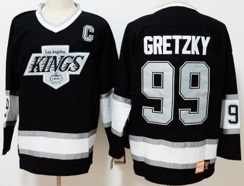 Men's Los Angeles Kings #99 Wayne Gretzky Black Throwback Jersey