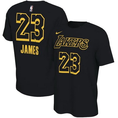 Men's Los Angeles Lakers #23 LeBron James Black Printed T Shirt 201010