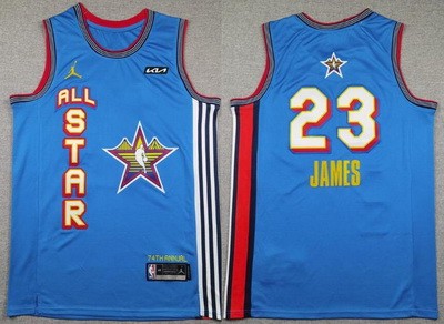 Men's Los Angeles Lakers #23 LeBron James Blue 2025 All Star Sponsor Swingman Jersey