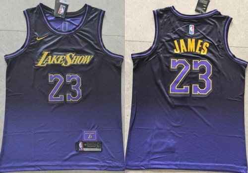 Men's Los Angeles Lakers #23 LeBron James Purple 2024 City Swingman Jersey