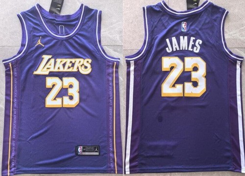 Men's Los Angeles Lakers #23 LeBron James Purple 2025 Statement Swingman Jersey
