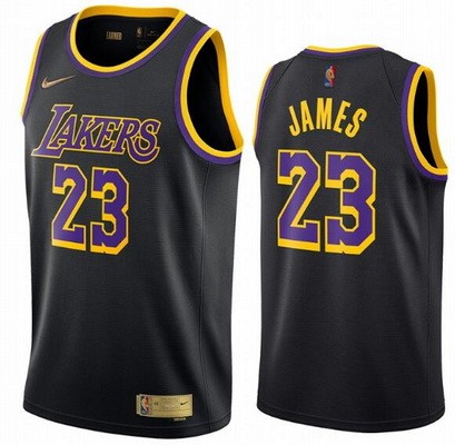 Men's Los Angeles Lakers #23 Lebron James Black 2021 Earned Icon Hot Press Jersey