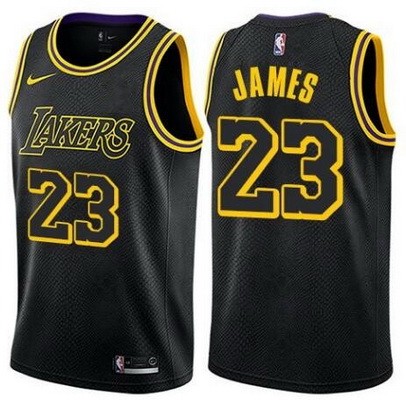 Men's Los Angeles Lakers #23 Lebron James Black City Icon Hot Press Jersey