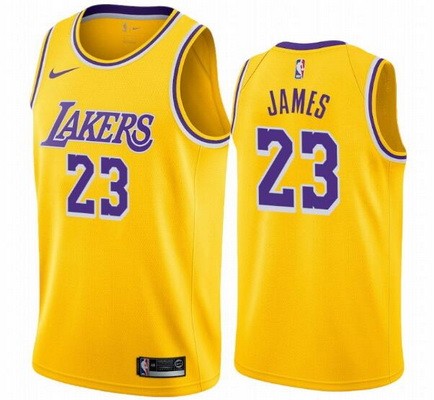 Men's Los Angeles Lakers #23 Lebron James Yellow Icon Hot Press Jersey