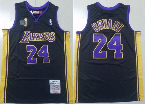 Men's Los Angeles Lakers #24 Kobe Bryant Black 2009 Champions Swingman Jersey