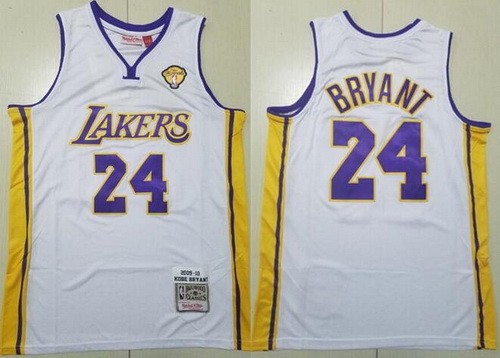 Men's Los Angeles Lakers #24 Kobe Bryant White 2009 Finals Swingman Jersey