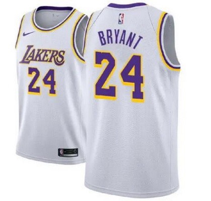 Men's Los Angeles Lakers #24 Kobe Bryant White Icon Hot Press Jersey