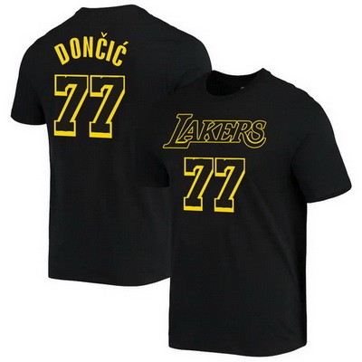 Men's Los Angeles Lakers #77 Luka Doncic Black City T Shirt
