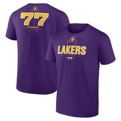 Men's Los Angeles Lakers #77 Luka Doncic Purple Behind the Back T Shirt
