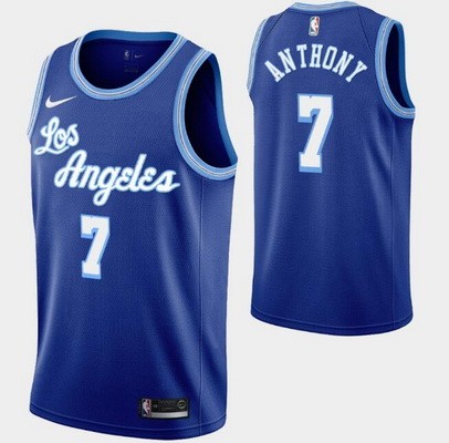 Men's Los Angeles Lakers #7 Carmelo Anthony Blue Classic Icon Hot Press Jersey